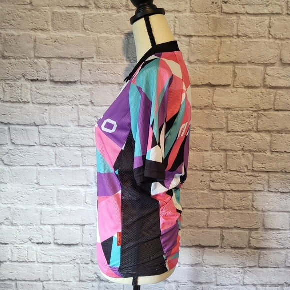 Miloto women's multi colored front zipper short sleeve cycling jersey size L - Picture 5 of 9